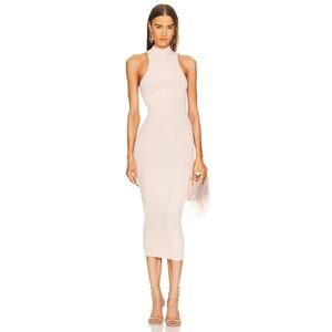 Michael Costello x‎ Revolve Annalie Long Midi Dress Bodycon in Blush Pink, Small